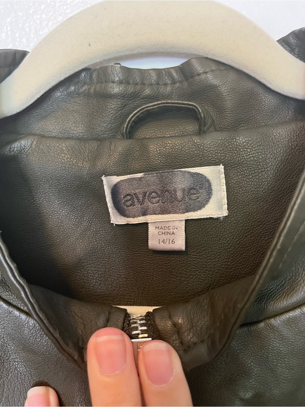 Avenue Olive Green Faux Leather Moto Jacket - Picture 3 of 3